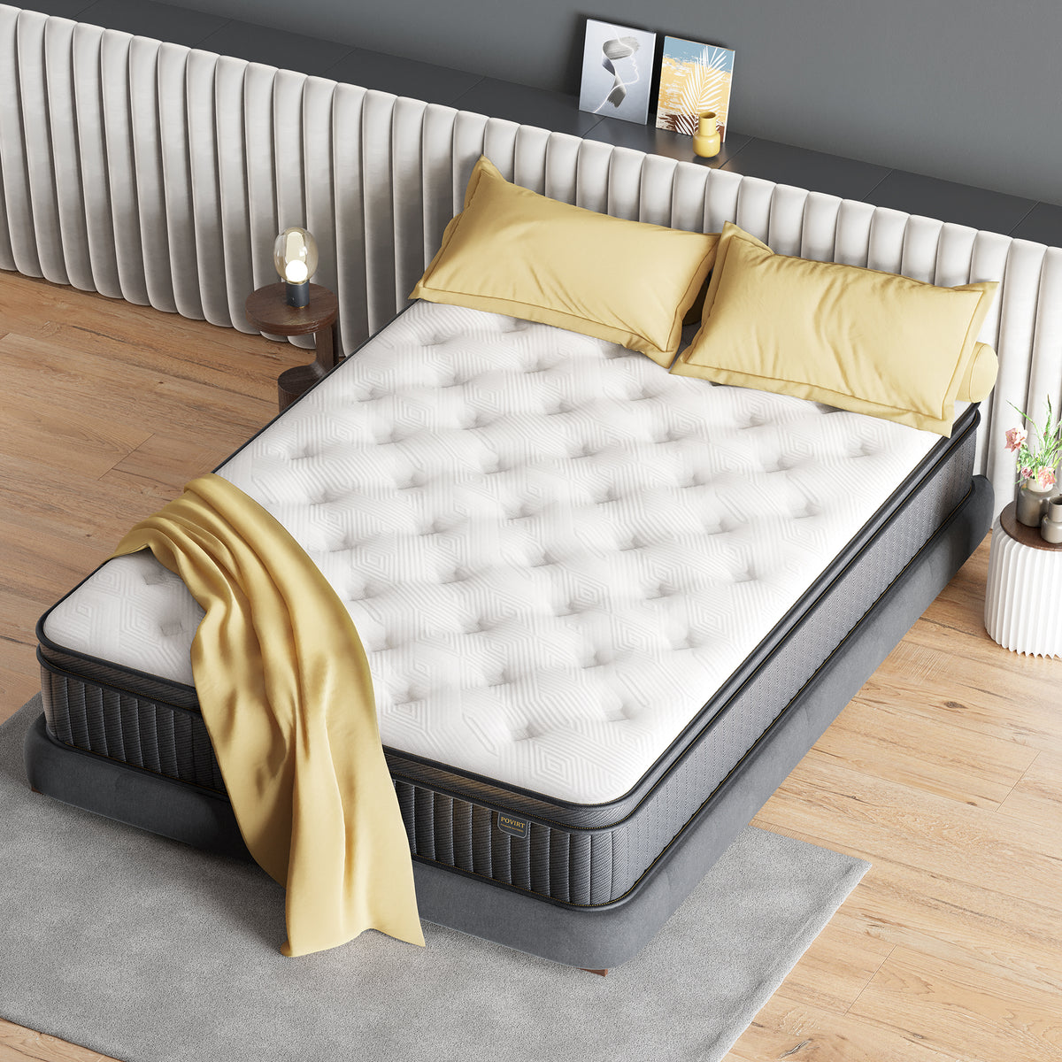 Povirt Twin Mattress, 10 Inch Cool Memory Foam Innerspring Hybrid Matt