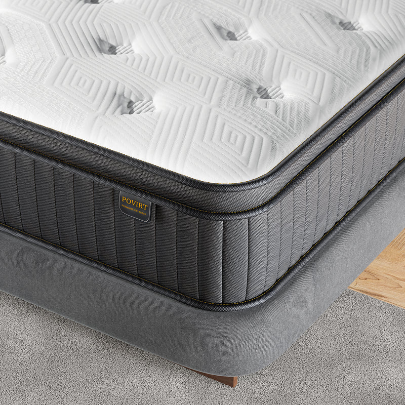 Povirt Twin Mattress, 10 Inch Cool Memory Foam Innerspring Hybrid Mattress for Pressure Relief, 7-Zone Extra Edge Support Medium Firm Twin Bed Mattress in a Box, 10-Year Support, 100-Night Trial
